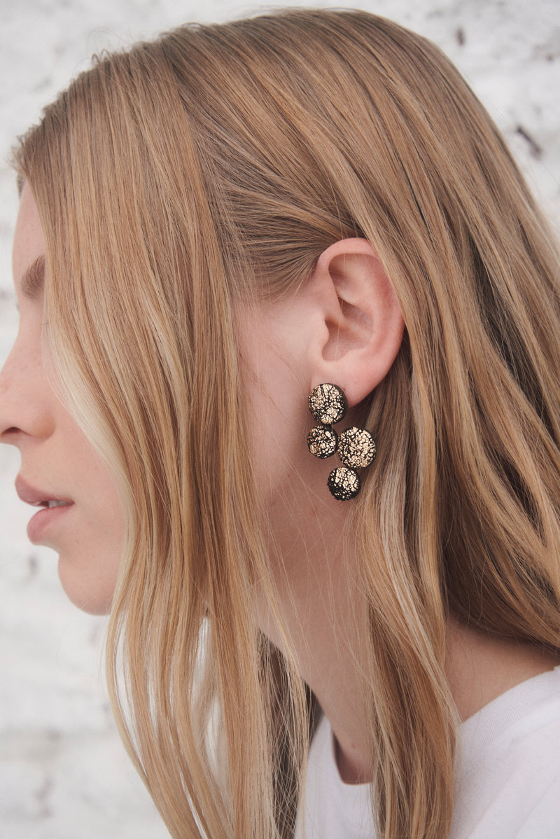 Abstraction Earrings - Small - Crackled Gold Leather *