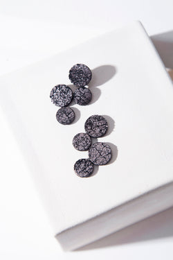Abstraction Earrings - Small - Crackled Pewter Leather *