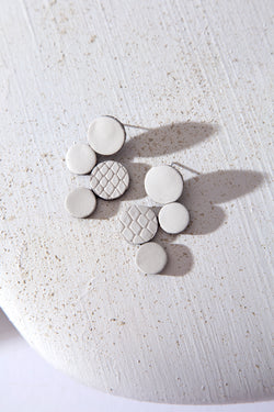 Abstraction Earrings - Small - White Leather *