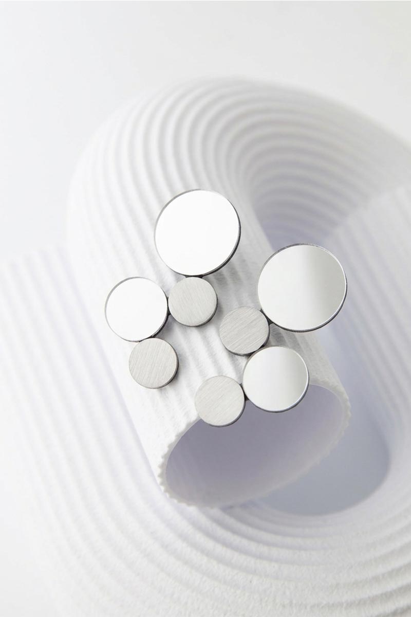 Abstraction small silver clip-on earrings, an everyday piece with no piercing needed
