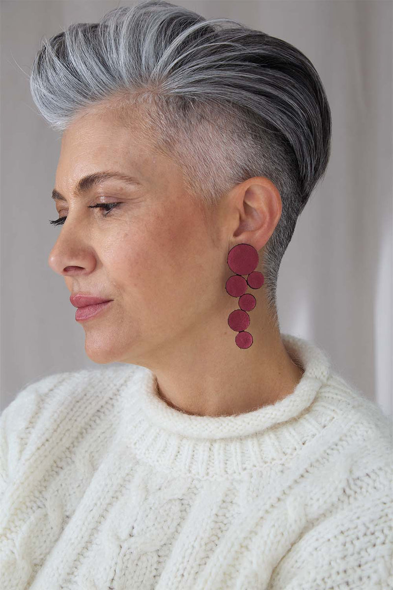Abstraction Earrings Large - Burgundy*