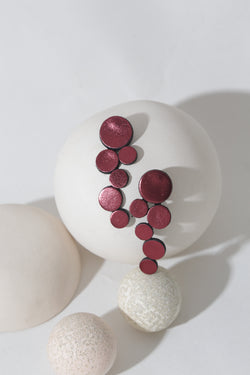 Abstraction Earrings Large - Burgundy*