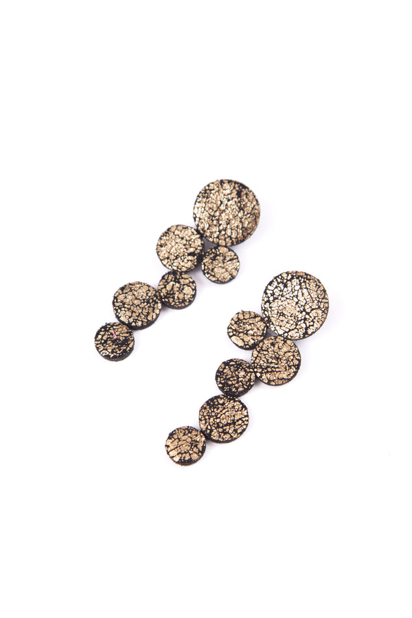 Abstraction Earrings Large - Crackled Gold Leather *