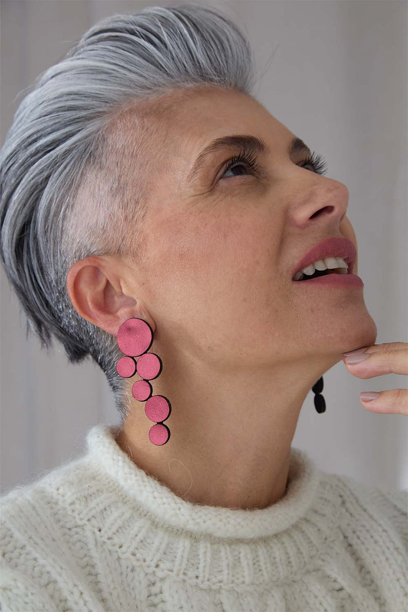 Abstraction Earrings Large - Burgundy*