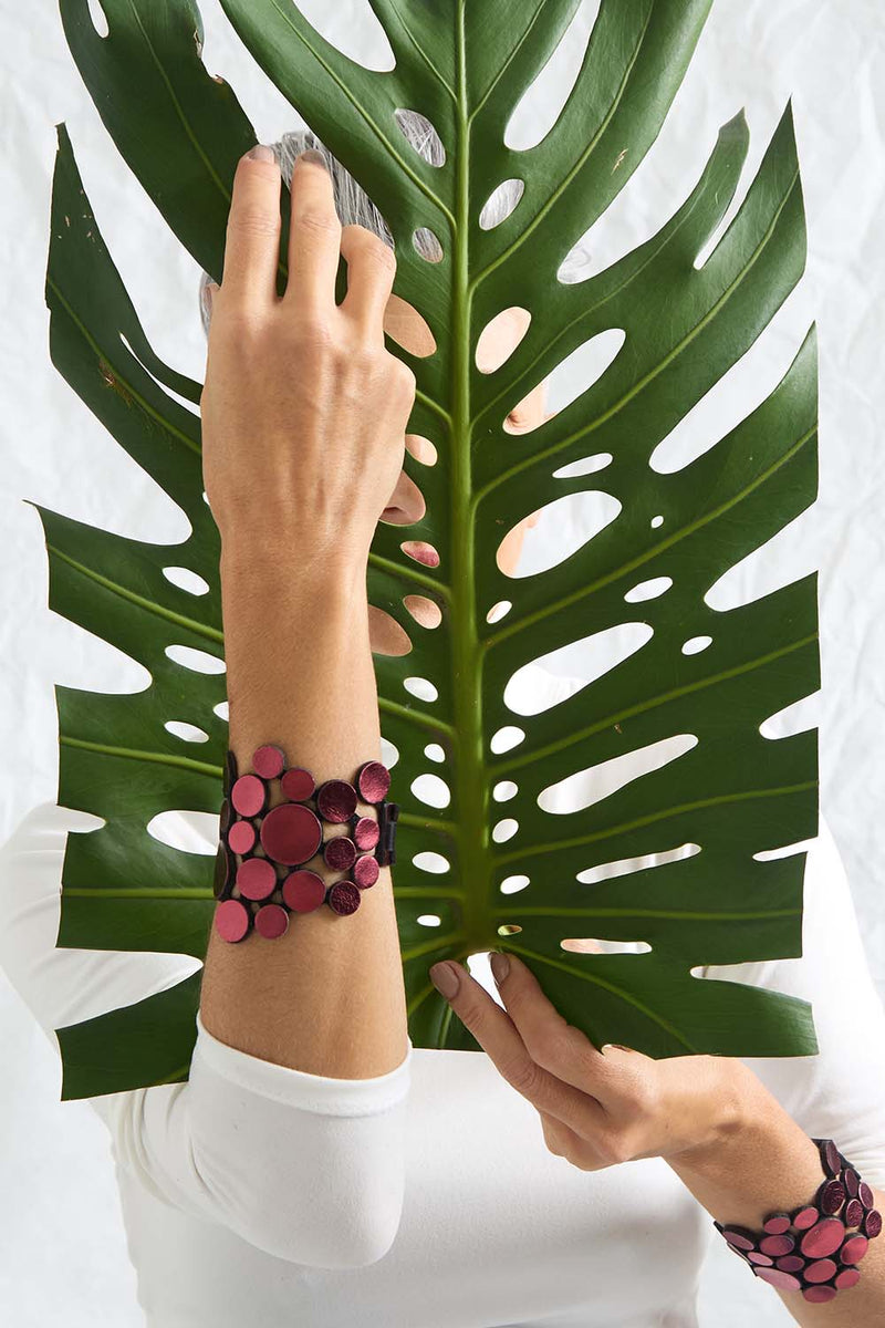 Abstraction Bracelet Asymmetric  - Burgundy*