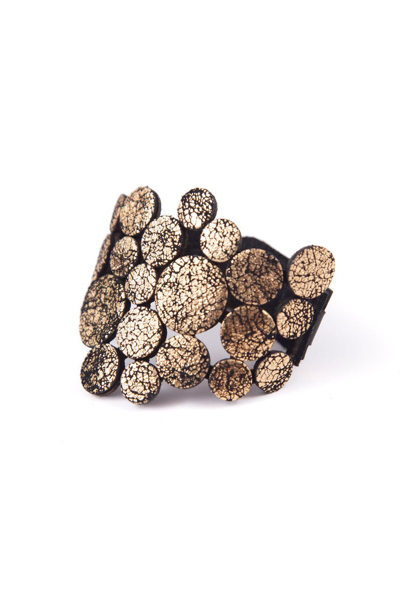 Abstraction Bracelet Asymmetric - Crackled Gold Leather *