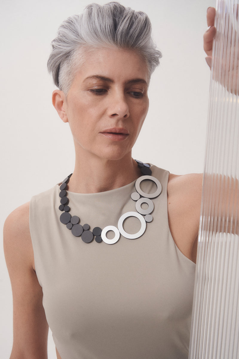 Collier Abstraction Neuf - Argent/Noir *