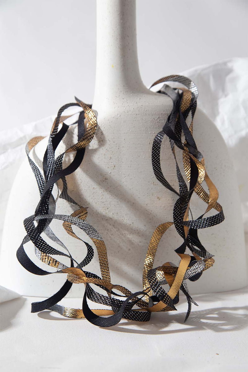 Eva Necklace Long - Silver/Black/Gold