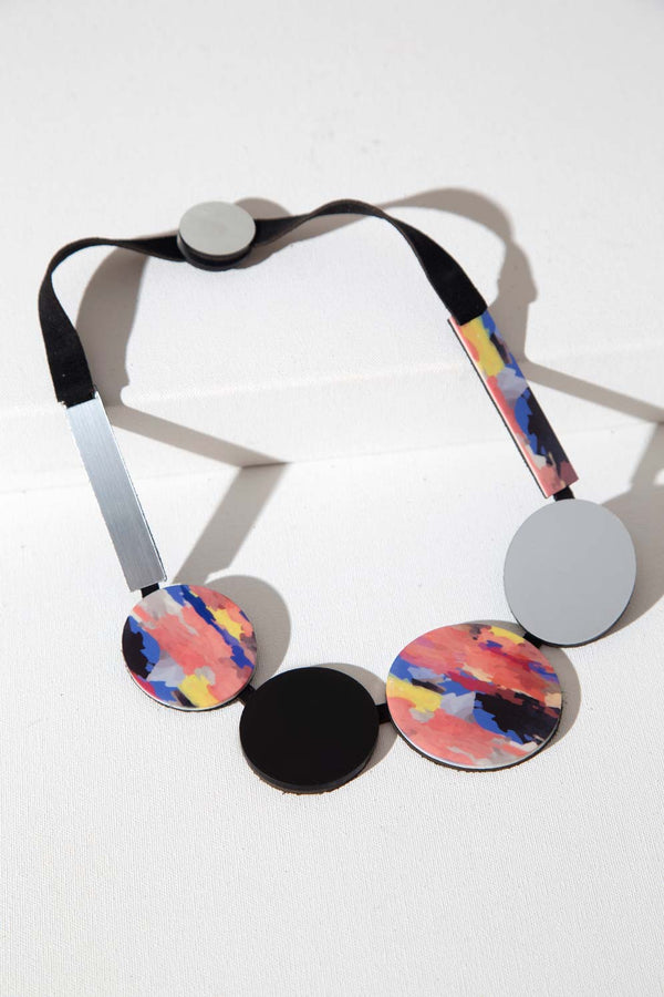 Frame Circles Necklace Sky - Pink