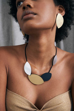 Collier Symphonie Forestière - Argent+Noir+Or