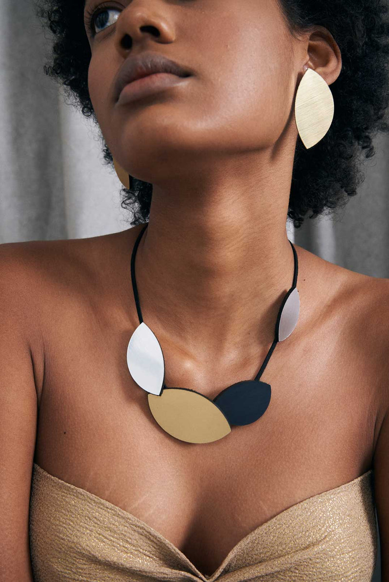 Collier Symphonie Forestière - Argent+Noir+Or