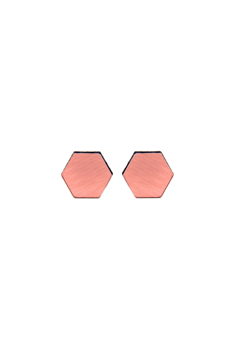 Greta Hexagon Earrings Small - Rose Gold (Copper)