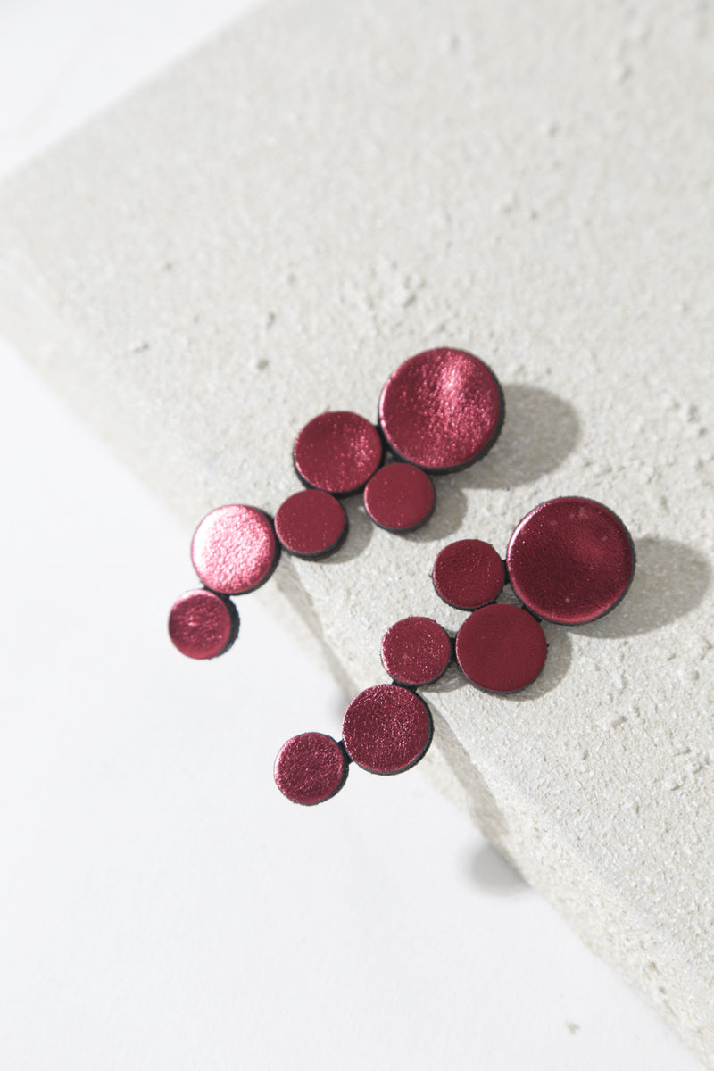 Abstraction Earrings Large - Burgundy*