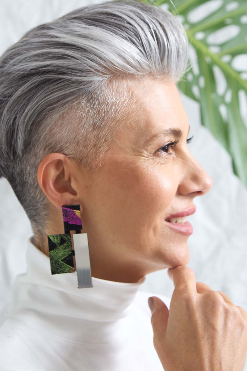Klee Earrings - Silver/Black/Rainbow*