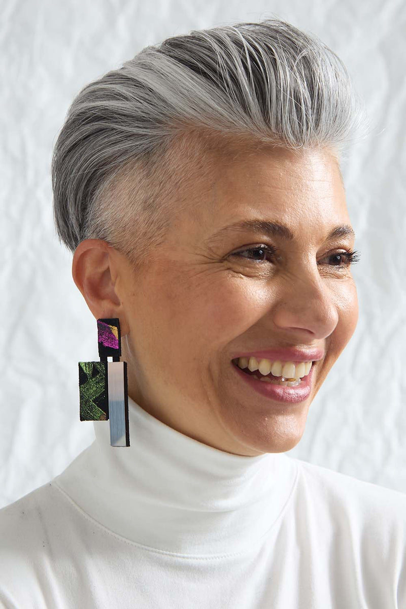 Klee Earrings - Silver/Black/Rainbow*