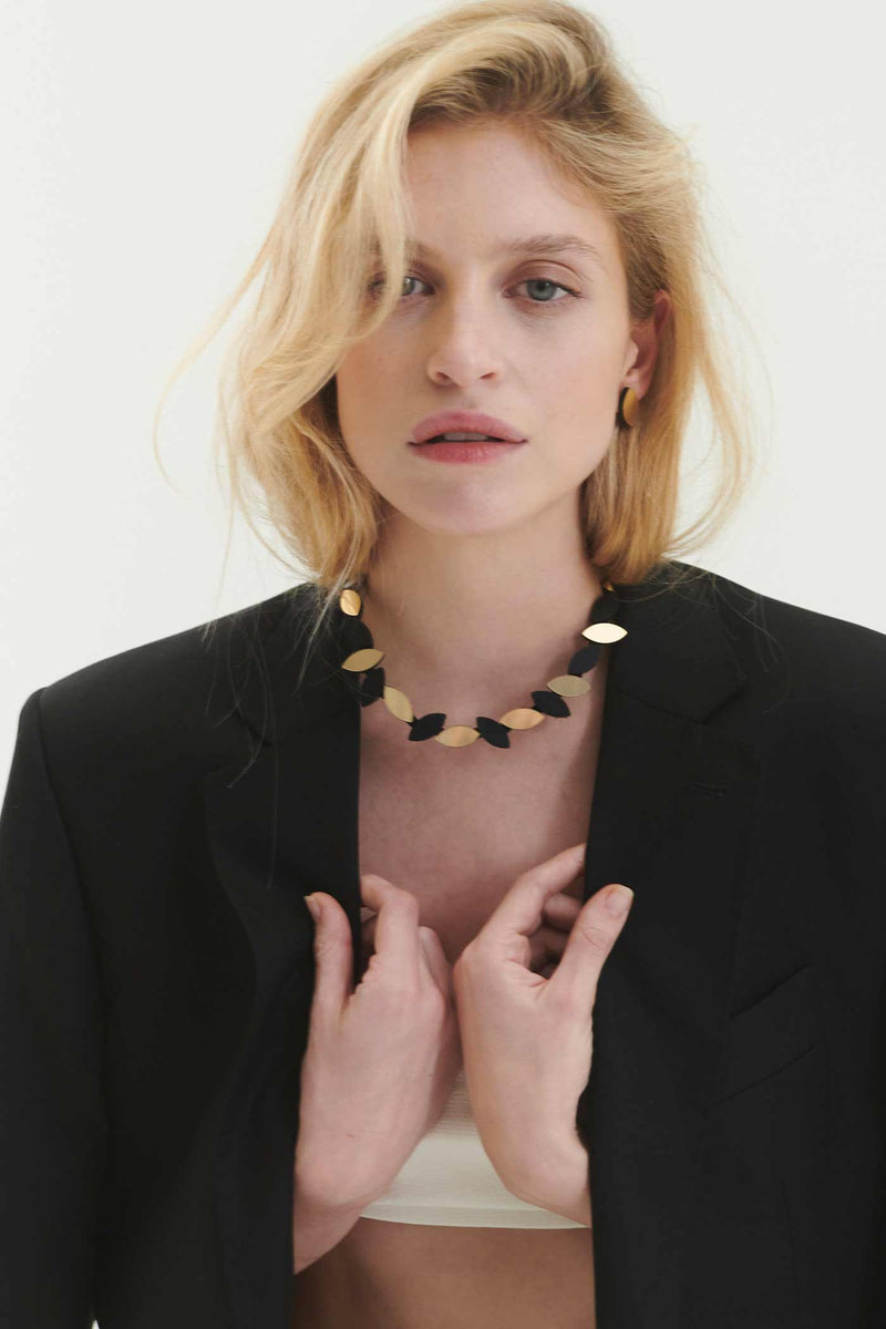 Collier rond Kate Leaves - Noir + Or