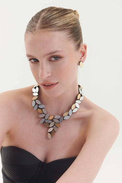 Kate Leaves V Necklace - Silver/Gold *