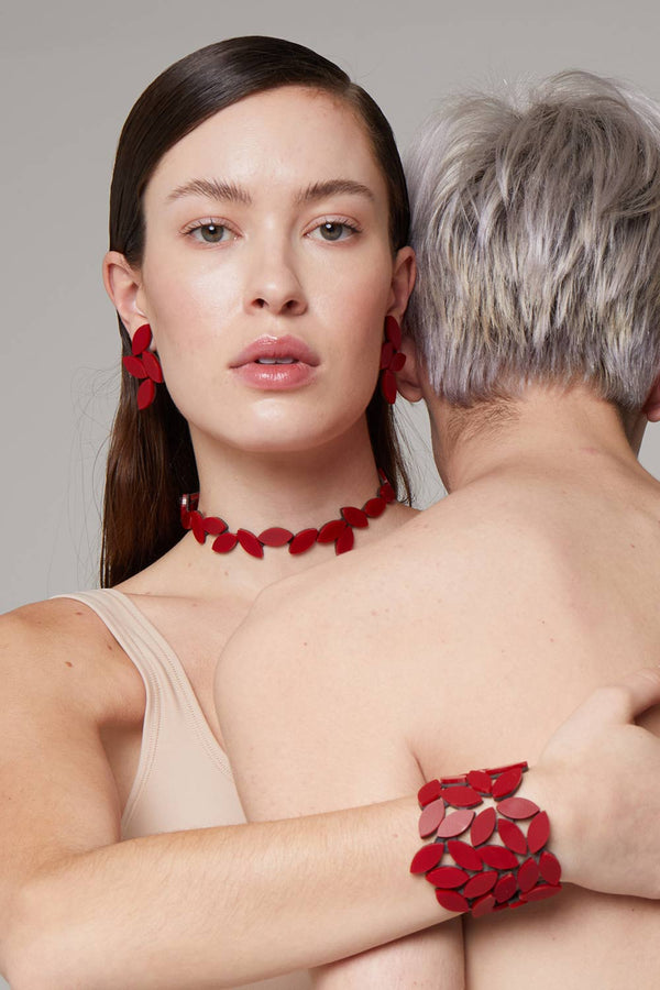 Schmaler Choker „Kate Leaves“ - Rot