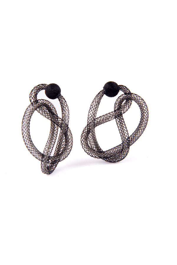 Life Ohrringe Kette - Silber/Schwarz *