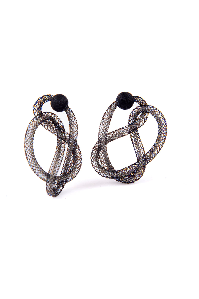 Life Earrings Chain - Silver/Black *