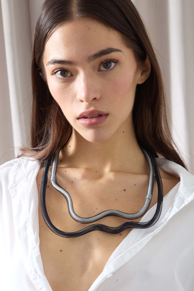 Collar Life Chain - Plata/Negro