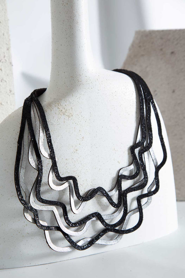 Curves Duo Necklace - Silver & Black