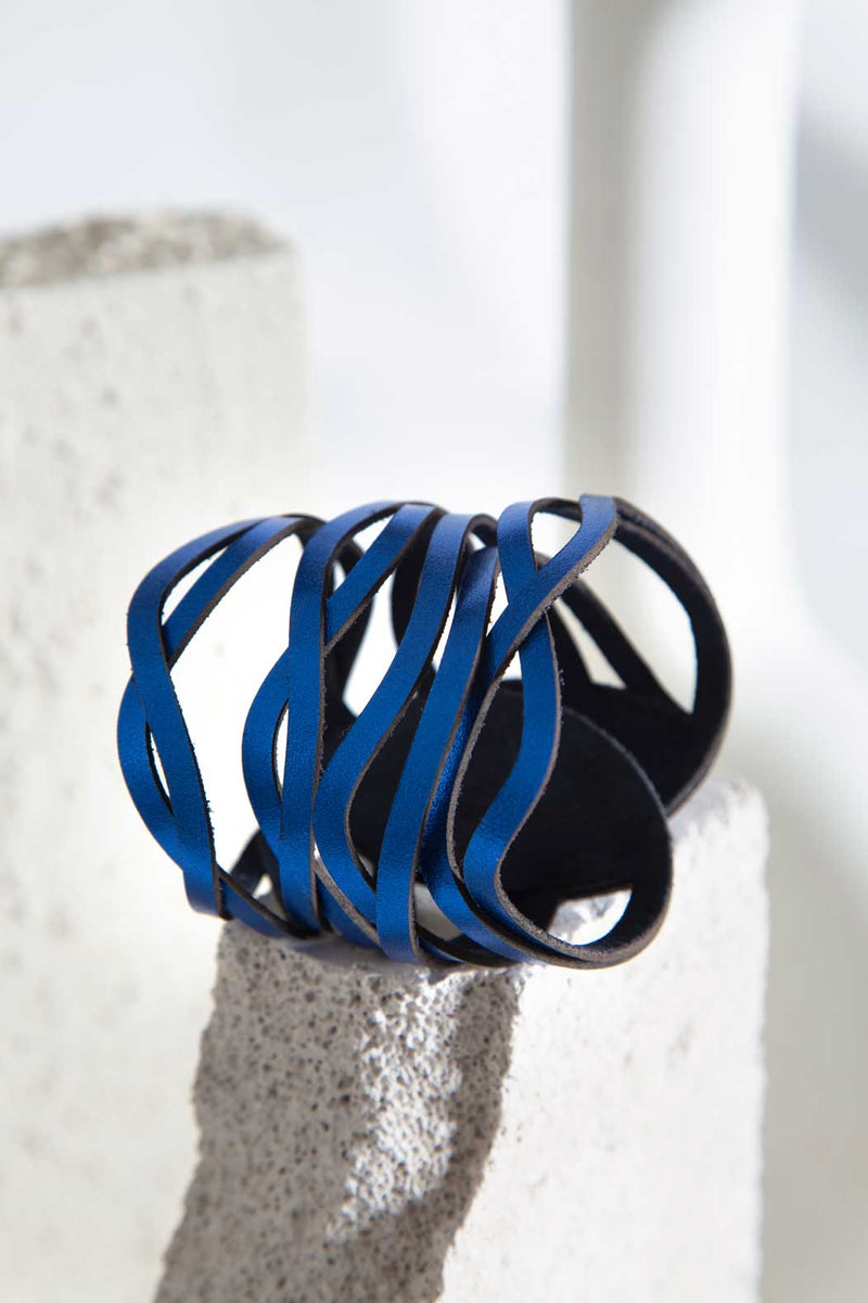 Curves Duo Cuff Bracelet - Metallic Blue