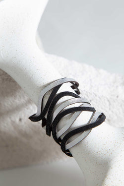 Curves Duo Manschettenarmband - Silber+Schwarz