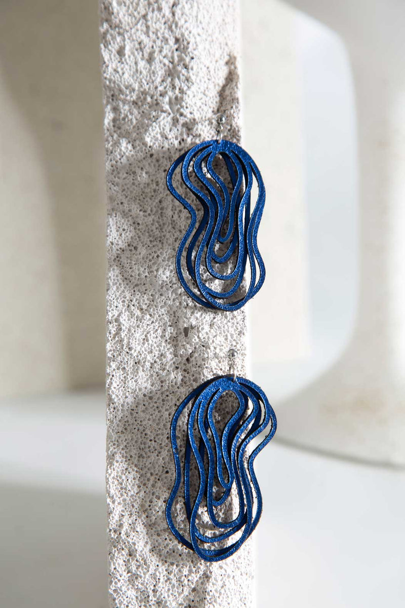 Curves Duo Earrings - Metallic Blue