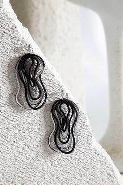 Pendientes Curves Duo - Plata+Negro