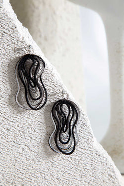 Curves Duo Earrings - Small - Silver+Black