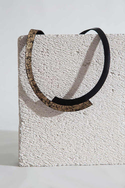 Duo Round Necklace - Black+Gold