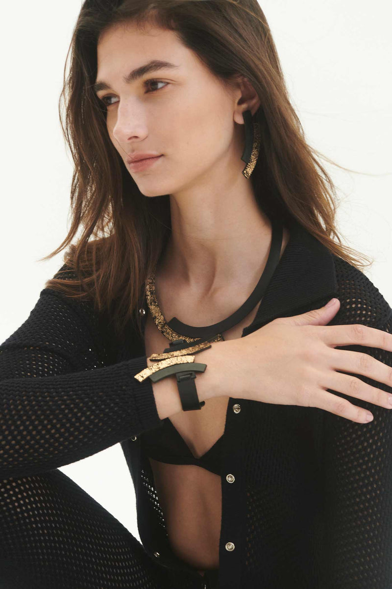 Boucles d'Oreilles Duo - Noir+Or