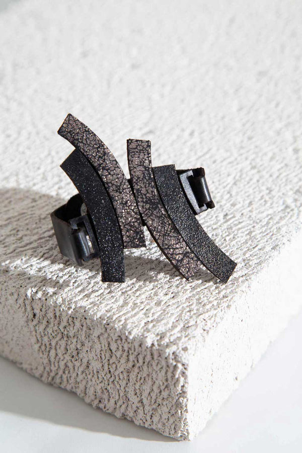 Duo-Armband - Schwarz+Zinn