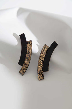 Duo Earrings - Black+Gold