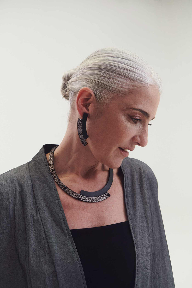 Collier Rond Duo - Noir+Étain