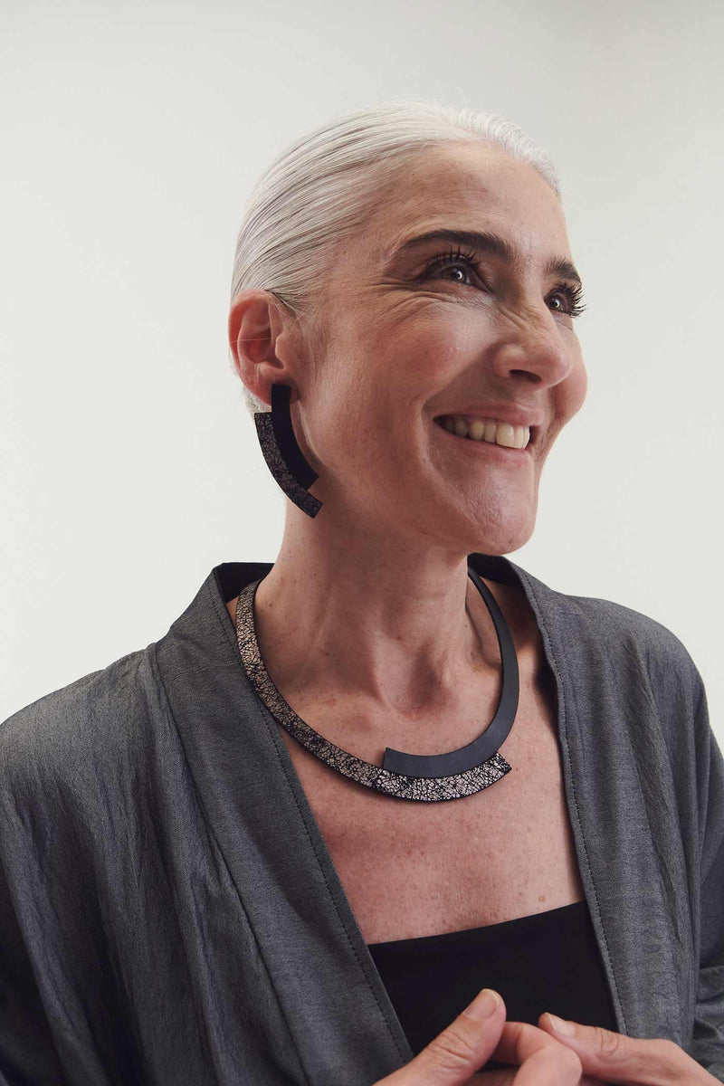 Collier Rond Duo - Noir+Étain