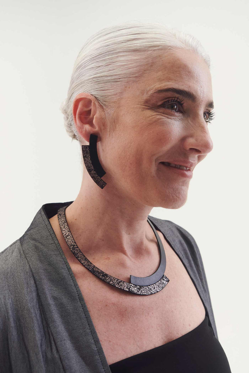 Boucles d'Oreilles Duo - Noir+Étain
