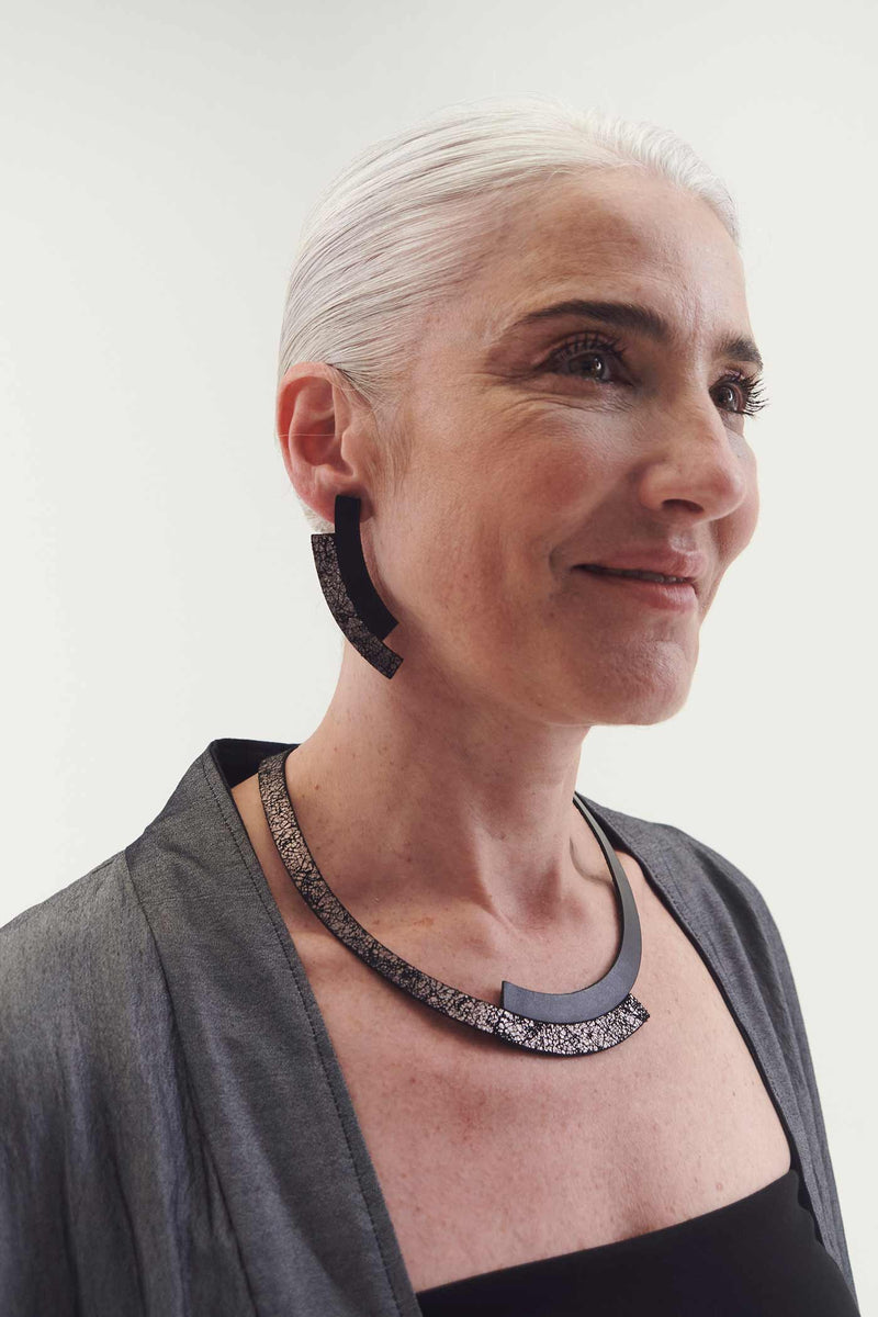 Boucles d'Oreilles Duo - Noir+Étain