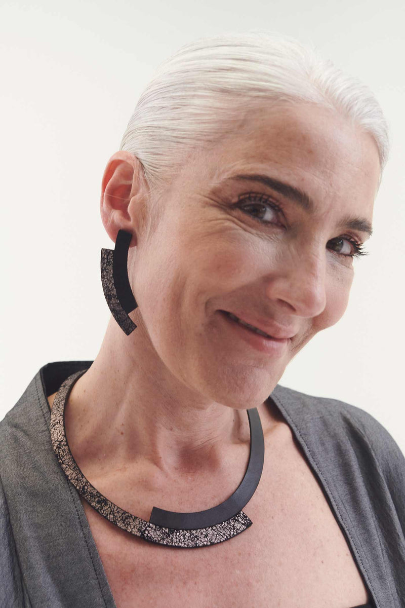 Boucles d'Oreilles Duo - Noir+Étain