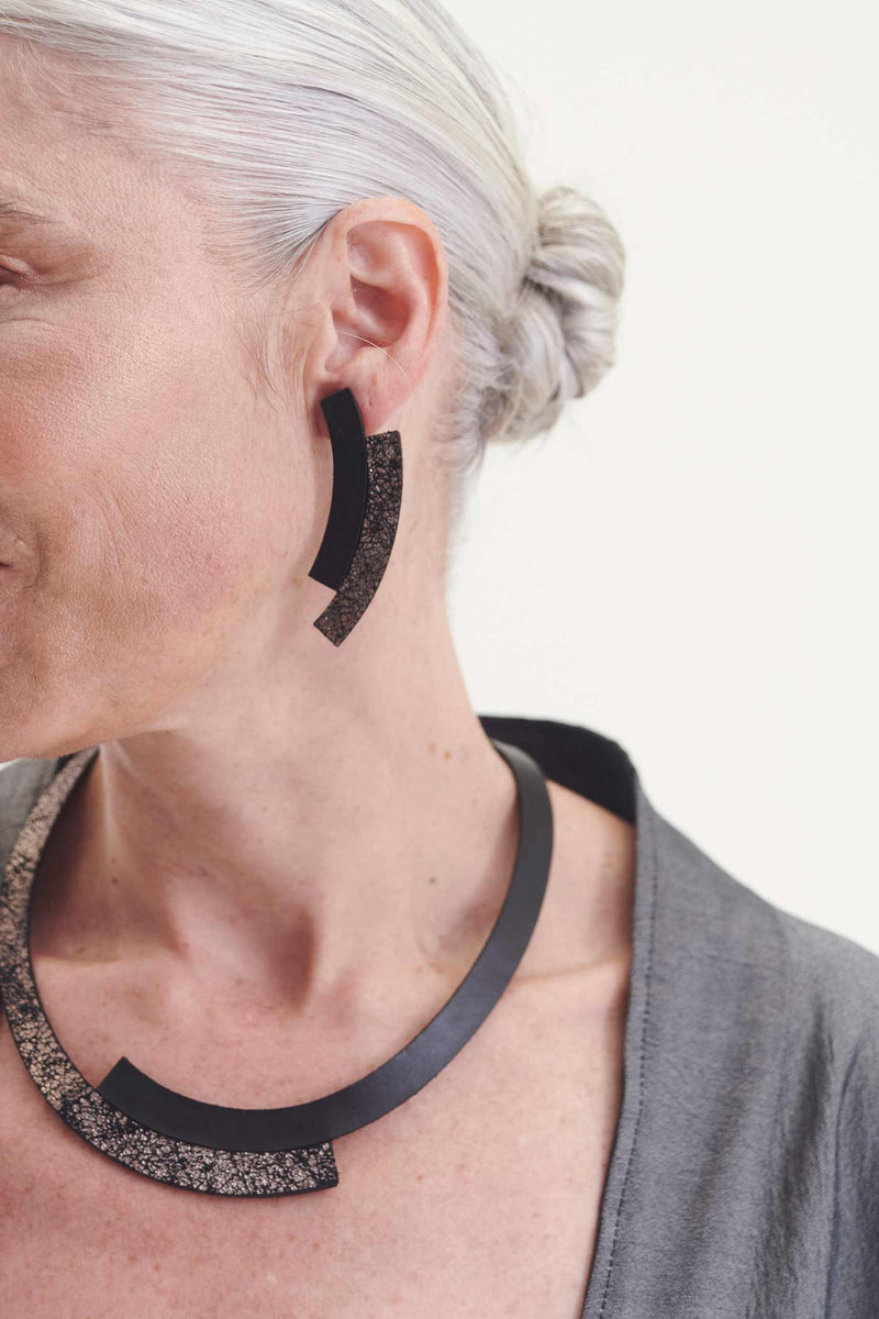 Collier Rond Duo - Noir+Étain