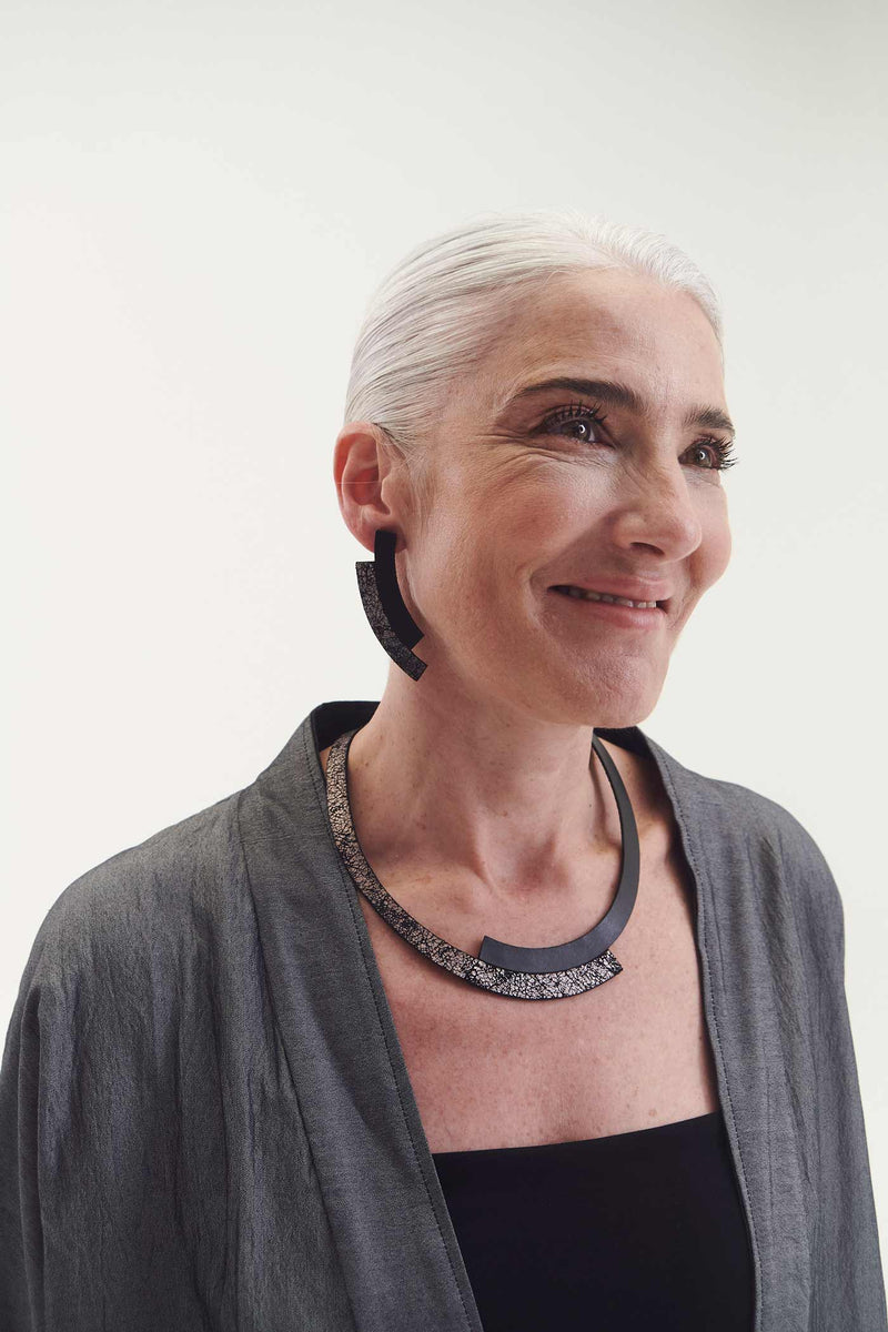 Collier Rond Duo - Noir+Étain
