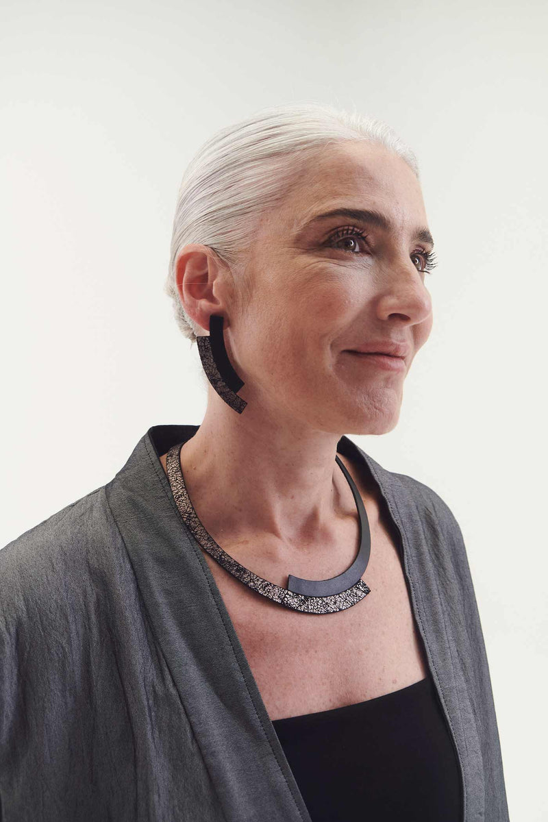 Collier Rond Duo - Noir+Étain