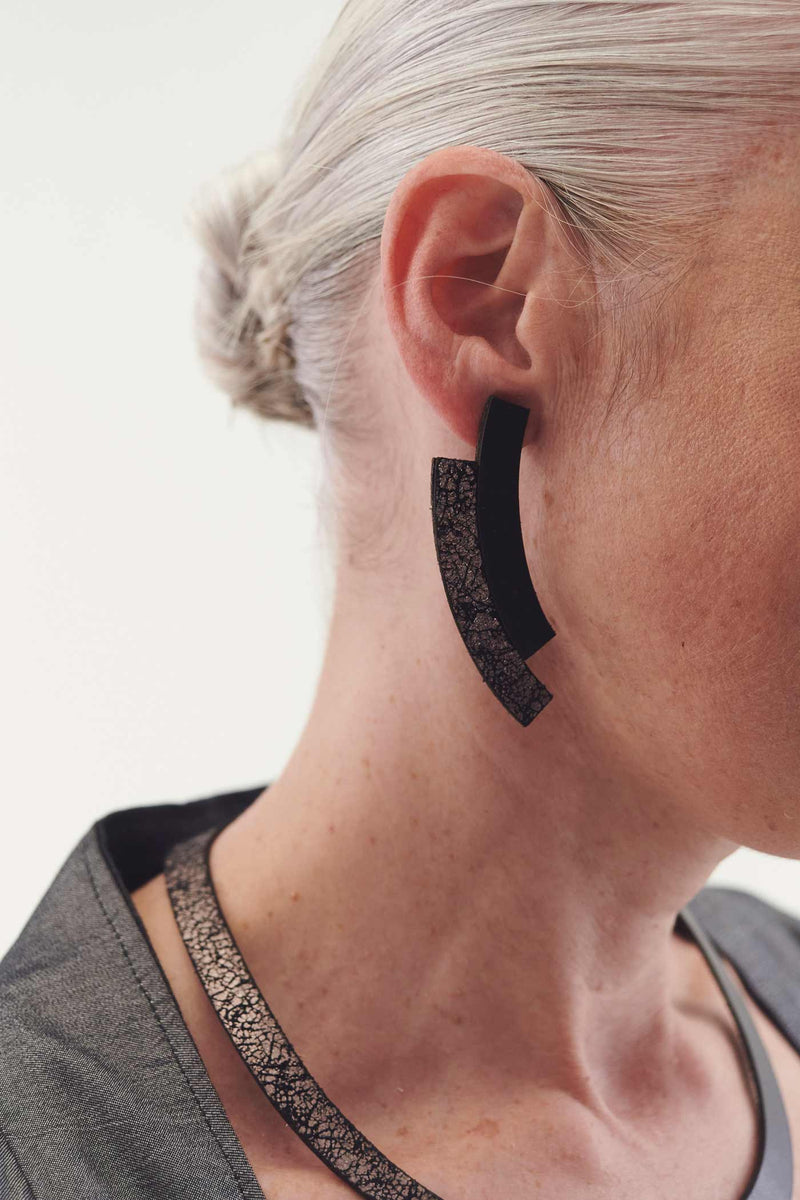 Boucles d'Oreilles Duo - Noir+Étain