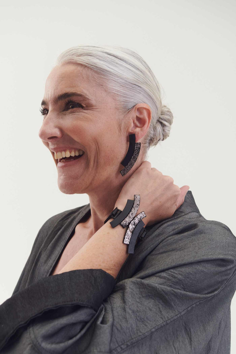 Boucles d'Oreilles Duo - Noir+Étain