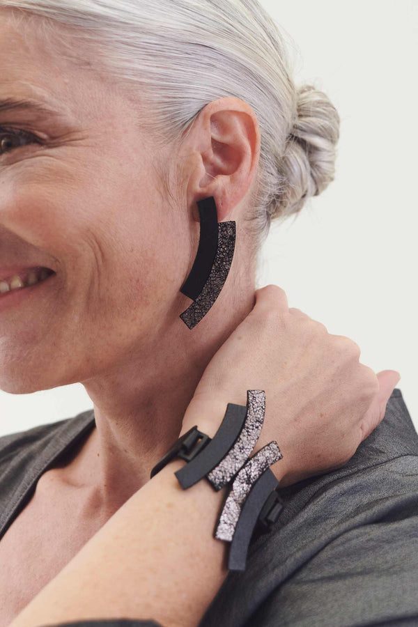 Duo-Armband - Schwarz+Zinn