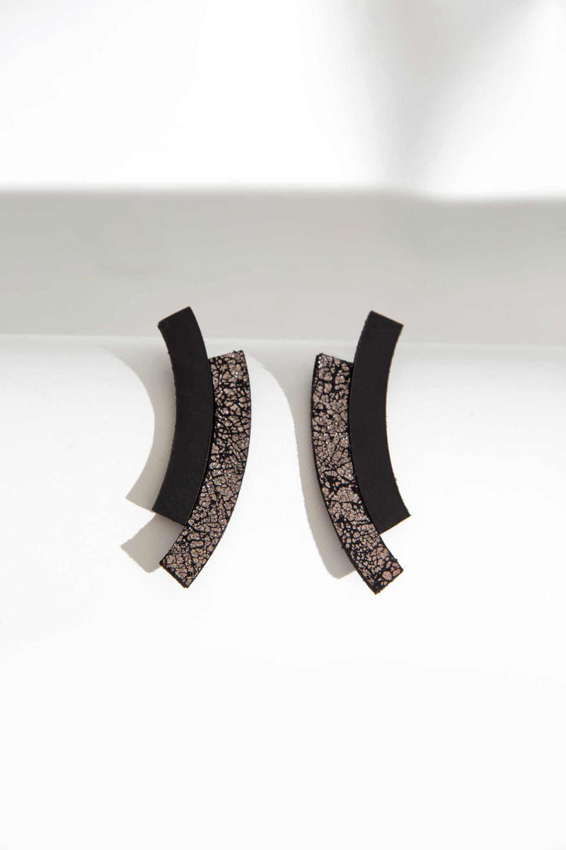 Duo Earrings - Black+Pewter