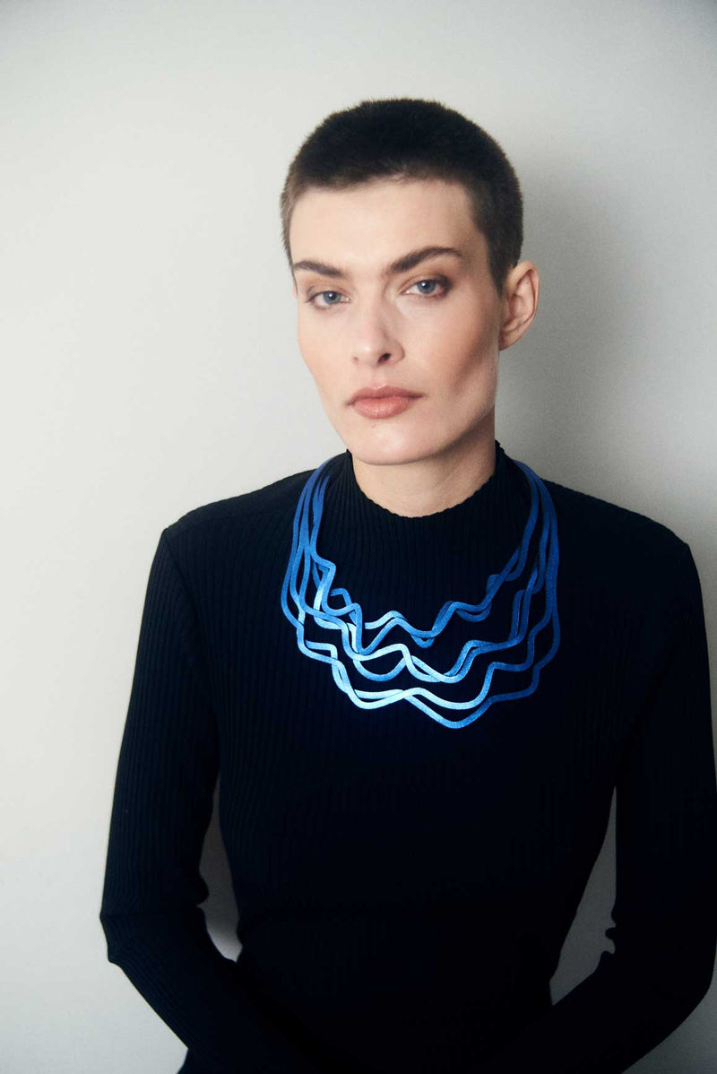 Curves Duo Necklace in Metallic Blue - Limited Edition!