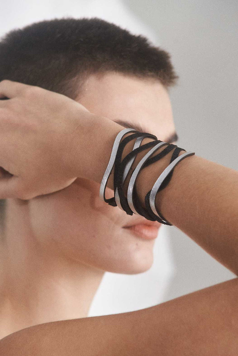 Curves Duo Manschettenarmband - Silber+Schwarz