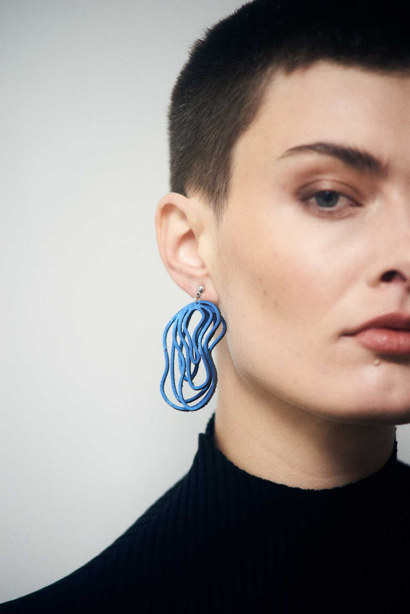 Pendientes Curves Duo - Azul Metalizado